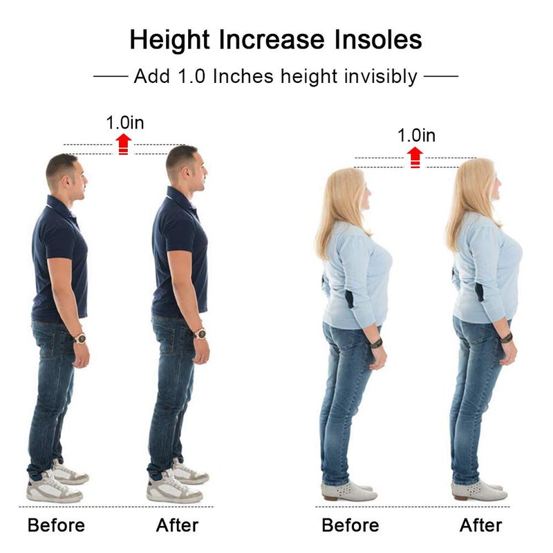 SQHT's Height Increase Insole - Gel Heel Shoe Lift Inserts, Achilles Tendon Cushion for Men and Women (Large (1" Height)) - Image 2